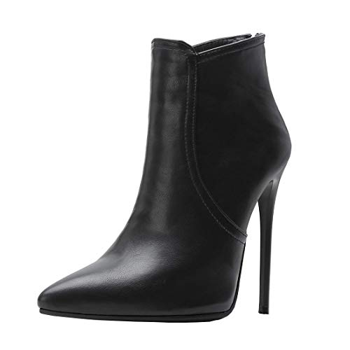 Birdsight Damen Spitze High Heels Stiefeletten Stiletto Ankle Boots mit Reißverschluss 12cm Absatz Winter Kurzschaft Stiefel (Schwarz,39) von Birdsight