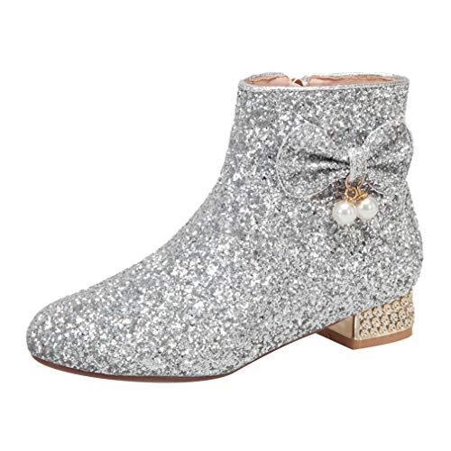 Birdsight Damen Stiefeletten mit Glitzer und Schleife Blockabsatz Ankle Boots Hochzeit Braut Pailletten Schuhe von Birdsight