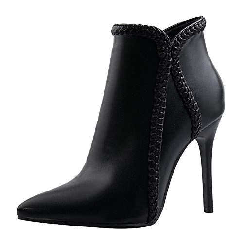 Birdsight Damen Stiletto Ankle Boots Spitze High Heels Stiefeletten mit Reißverschluss Herbst Winter Kurzschaft Stiefel (Schwarz,44) von Birdsight