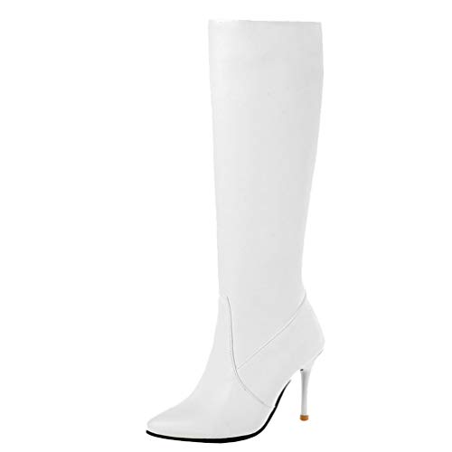 Birdsight Damen Stiletto High Heels Stiefel Kniehoch Boots mit Reißverschluss Kniestiefel Spitz Winter Schuhe (Weiss, 41) von Birdsight