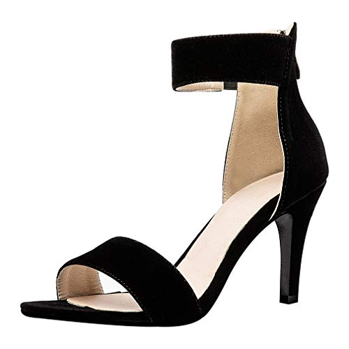 Birdsight Stilettos Sandaletten Damen mit Kleinem Absatz Knöchelriemchen Sandalen High Heels Sommer Schuhe (Schwarz, 46) von Birdsight