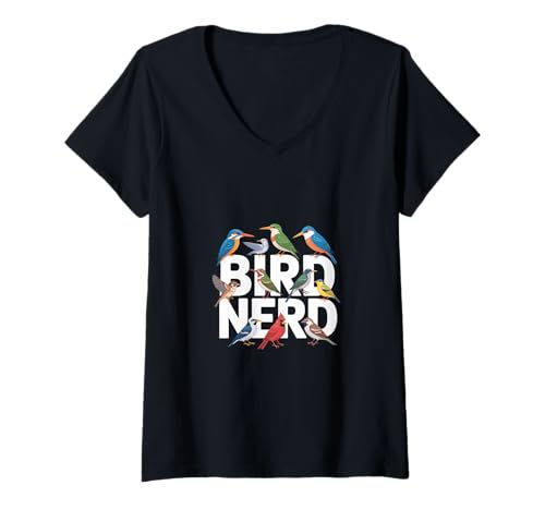 Damen Bird Nerd Vogelliebhaber Vogelbeobachter T-Shirt mit V-Ausschnitt Damen Bird Nerd Vogelliebhaber Vogelbeobachter T-Shirt mit V-Ausschnitt von Birdwatching Birding Hobby