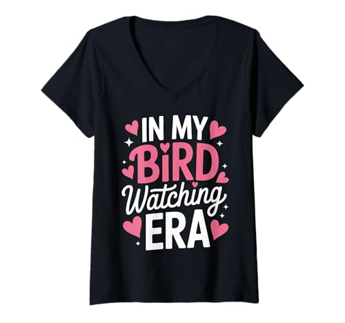 Damen Vogel in meiner Vogelbeobachtungszeit T-Shirt mit V-Ausschnitt Damen Vogel in meiner Vogelbeobachtungszeit T-Shirt mit V-Ausschnitt von Birdwatching Birds Animal Birding