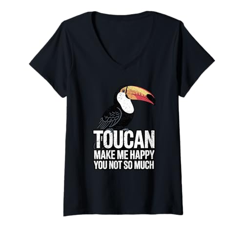 Damen Lustiges Zitat Tucans Make Me Happy You Not So Much T-Shirt mit V-Ausschnitt Damen Lustiges Zitat Tucans Make Me Happy You Not So Much T-Shirt mit V-Ausschnitt von BirdyMood