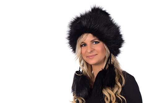 Birendy Tatra Mütze Chapka Pudelmütze Wintermütze Fellbommeln und Fellrand aus Kunstfell (Schwarz 115) von Birendy