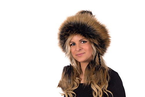 Birendy Tatra Mütze Chapka Pudelmütze Wintermütze Fellbommeln und Fellrand aus Kunstfell (schwarz mit roten Spitzen 151) von Birendy