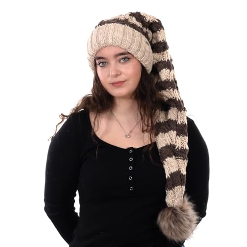 Mütze Model-A (Beige-Braun gestreift 110) von Birendy