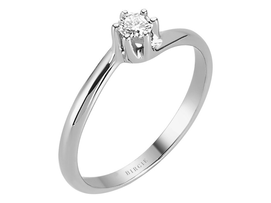 0.13 Karat Solitär Diamantring 585Er/14K Weißgold Echtschmuck Mit Zertifikat Trauring Ehering Echte Diamant Ewigkeit Eternity von BirgieGmbH