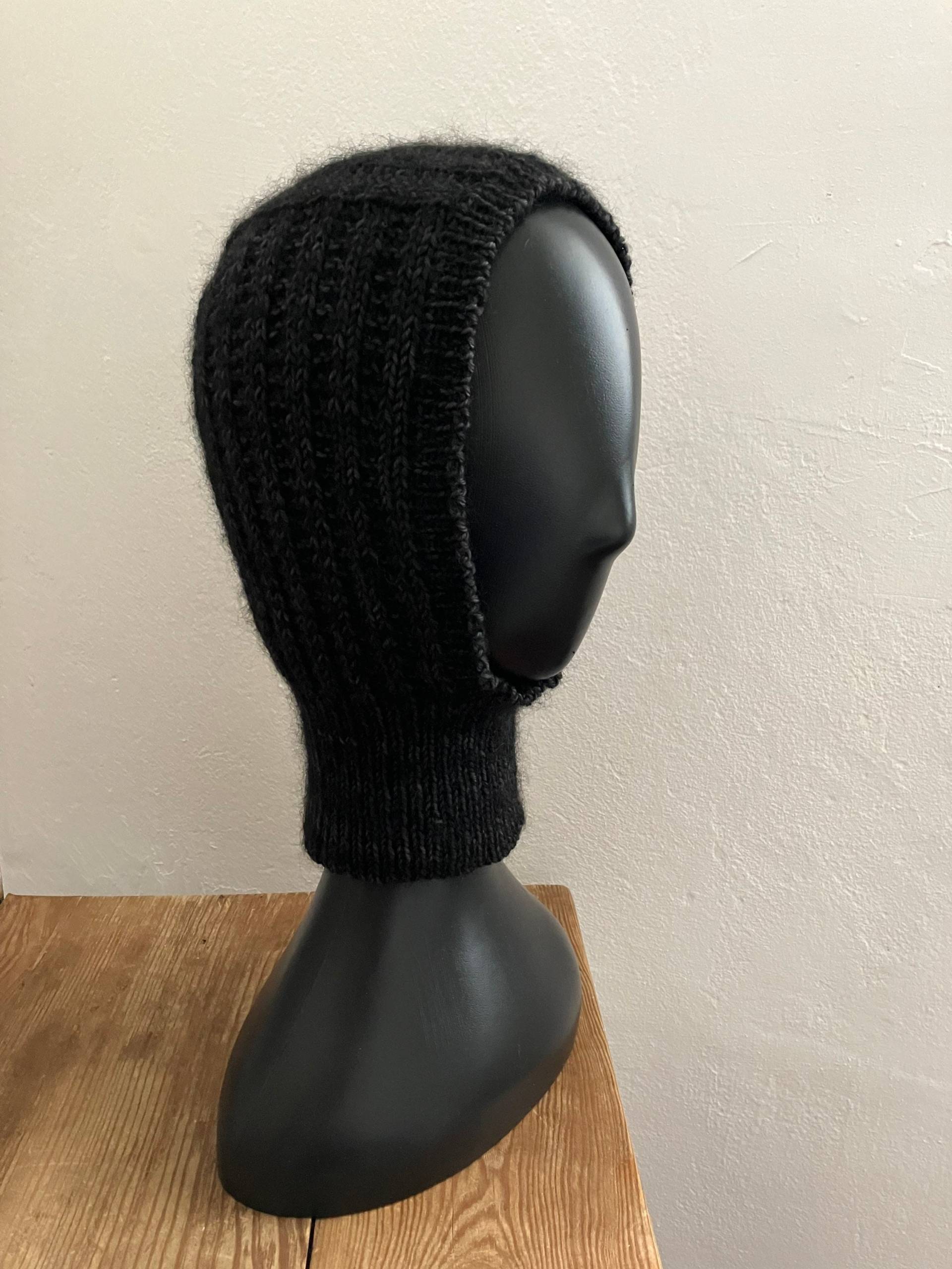 Balaklava Aus Wolle, Mohair Und Seide, Handgestrickt, Größe M, Schwarz - Grau von BirgitBlau