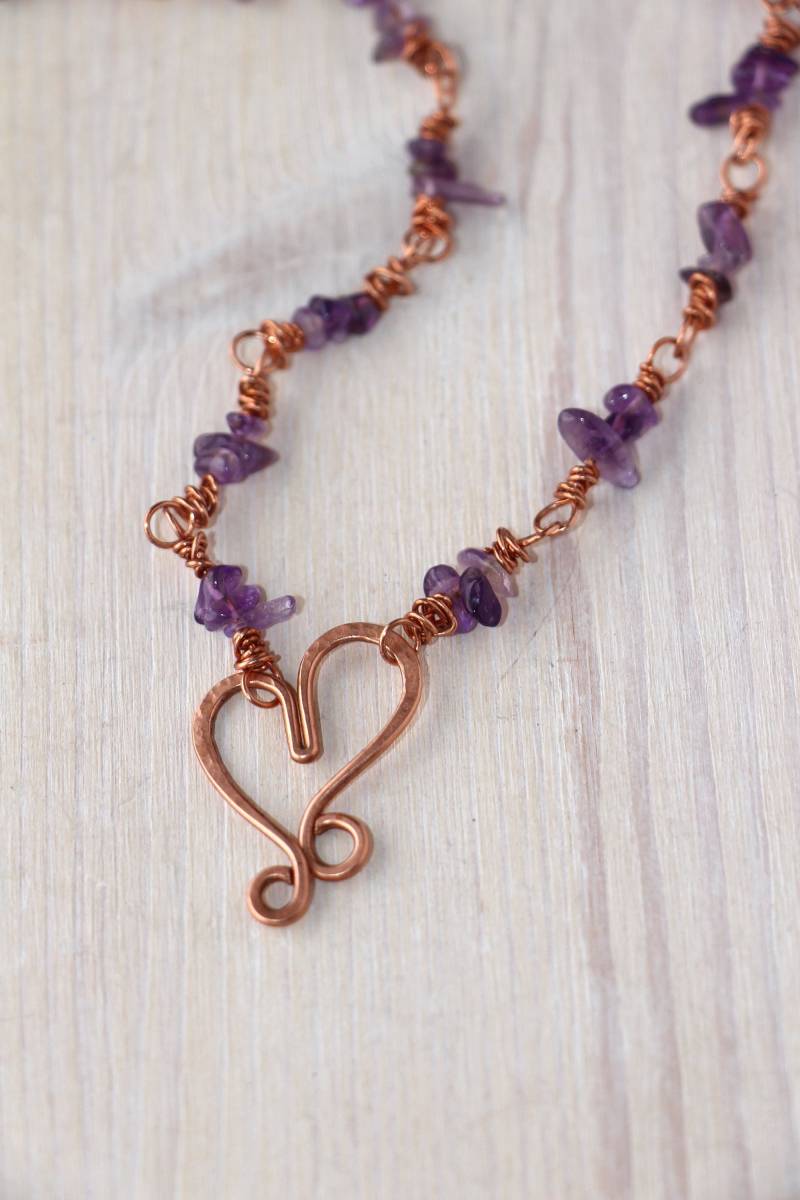 Kupfer Halskette Amethyst Herz Kupfer Halskette Amethyst Herz von BirgitSchrauthDesign