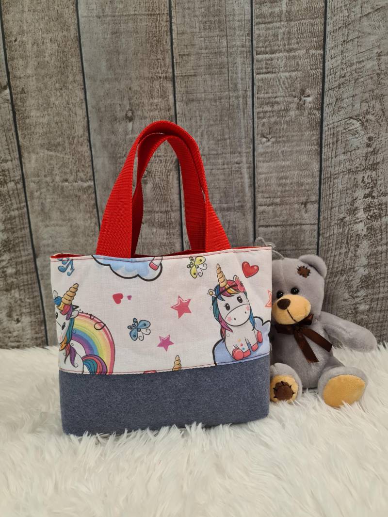 Kindertasche Stofftasche Einhorn, Filztasche Kinder , Mädchentasche Kleine Tasche Für Mädchen, Kinderbeutel, in 3 Größen von BirgitsFilztaschen