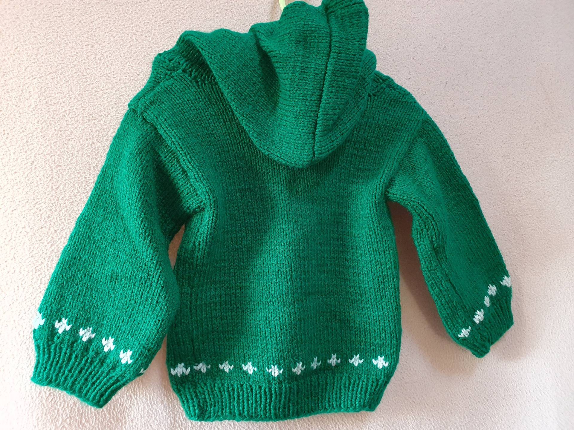 Handgestrickte Strickjacke Für 1 - 2 Jahre in Grün von BirgitsStrickstube