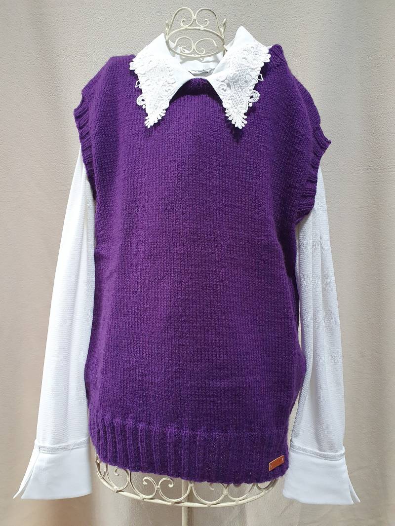 Handgestrickter Damenpullunder in Lila Größe S-M Handgestrickter Damenpullunder in Lila Größe S-M von BirgitsStrickstube