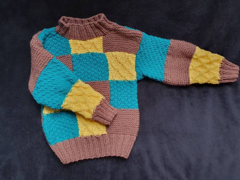 Handgestrickter Kinderpullover Ab Ca. 4 Jahre in Gelb, Braun Und Grün von BirgitsStrickstube