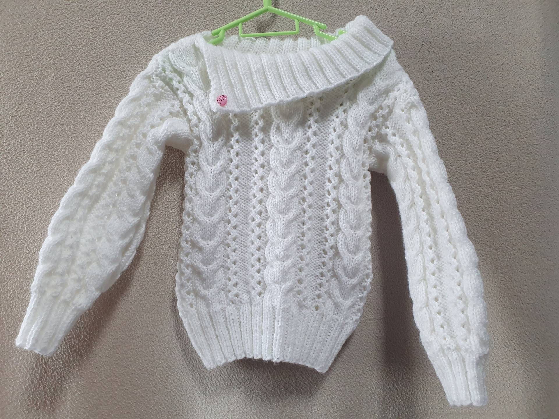 Handgestrickter Pullover in Weiß Für Mädchen Ab Ca. 2 Jahre von BirgitsStrickstube
