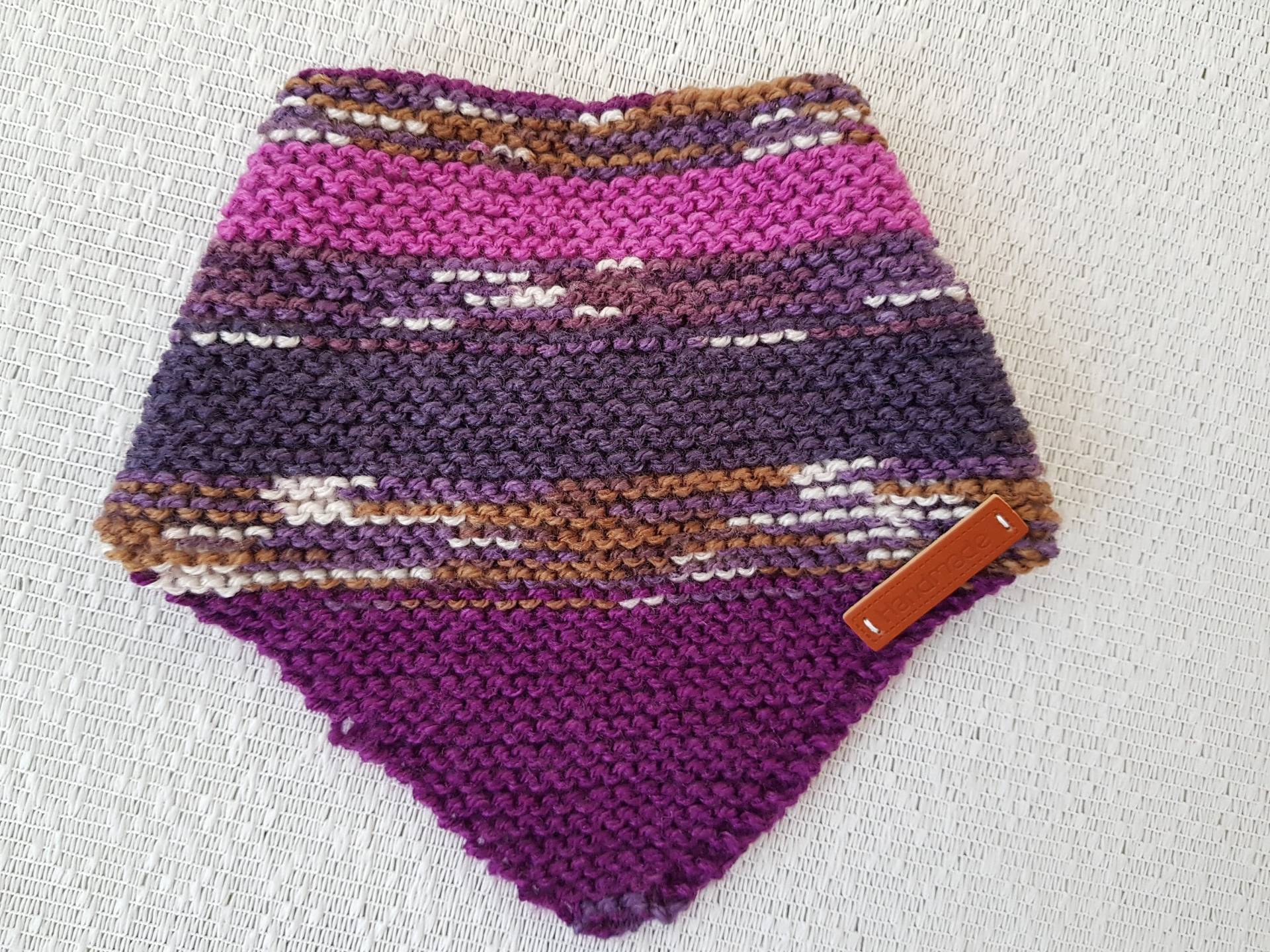 Handgestricktes Dreieckstuch, Halstuch Für Babies, Kleinkinder Und Kinder Ab Ca. 1/2 Jahrin Lila, Beere, Braun von BirgitsStrickstube