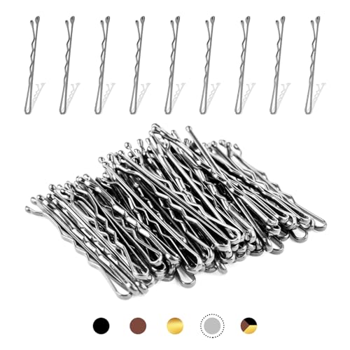 Biribila Bobby Pins 5 cm - 75 Stk Haarnadeln klein - Haarklemmen Damen mit abgerundeten Kanten in einer Aufbewahrungsbox – Hochsteckfrisuren Zubehör Haarnadel, Perfekt zum Stylen - Silber von Biribila