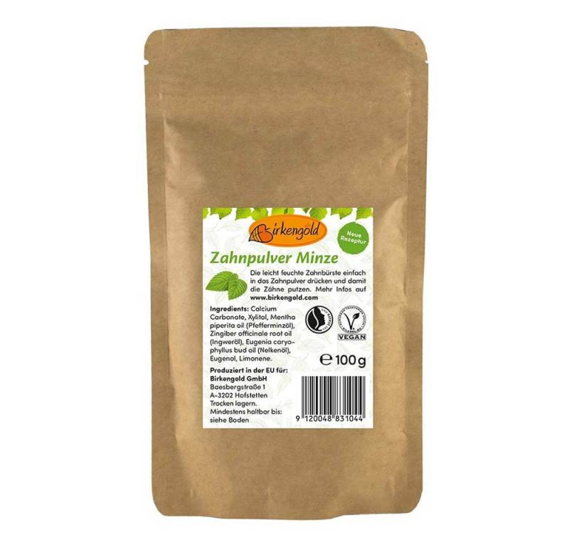 Birkengold Zahnpasta Zahnpulver - Minze Nachfüllpack 100g von Birkengold