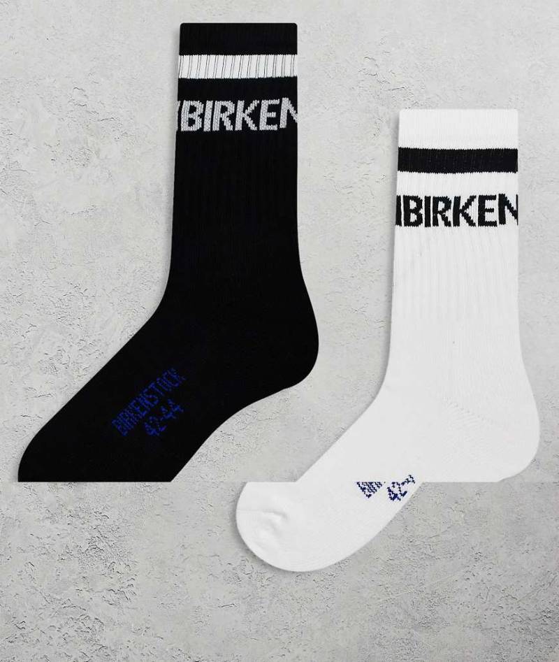 Birkenstock - 2er-Pack gestreifte Socken aus Baumwolle in Weiß und Schwarz von Birkenstock