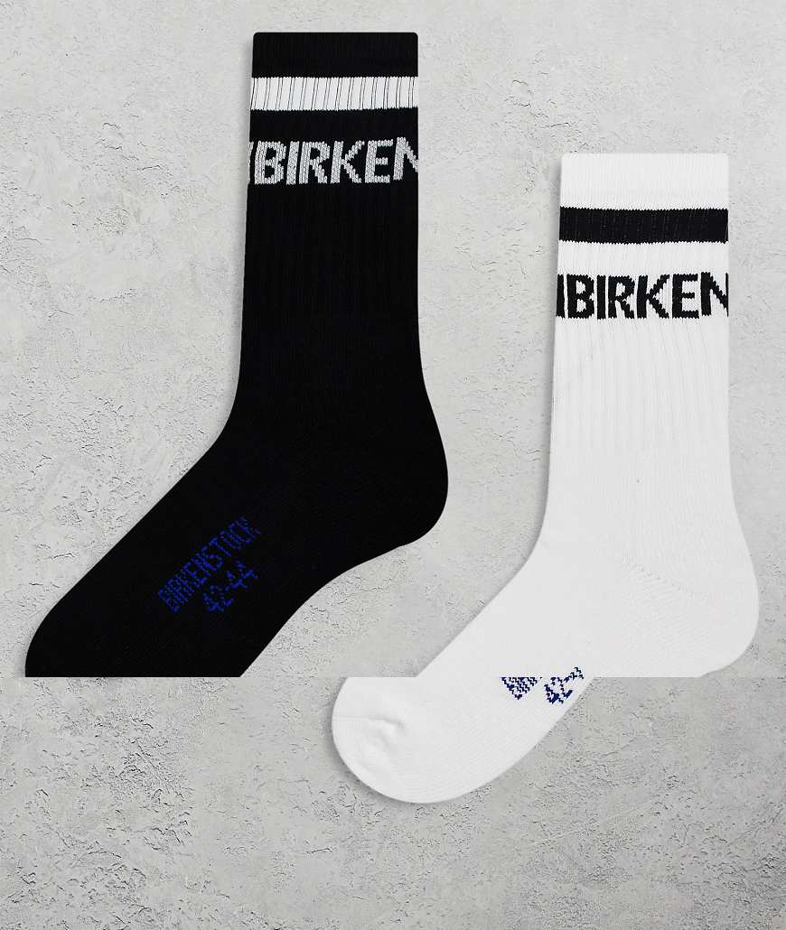 Birkenstock - 2er-Pack gestreifte Socken aus Baumwolle in Weiß und Schwarz von Birkenstock