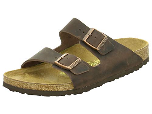 Birkenstock Unisex-Erwachsene Arizona Leder Pantoletten, Braun (Habana) von BIRKENSTOCK