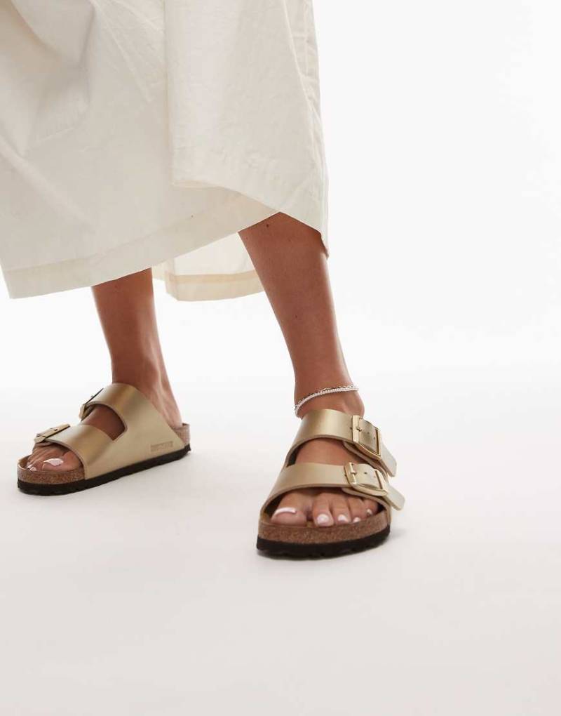 Birkenstock - Arizona - Birko-Flor-Sandalen in Goldoptik-Goldfarben von Birkenstock