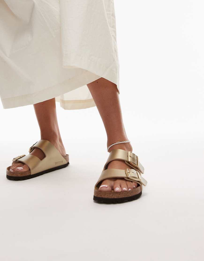 Birkenstock - Arizona - Birko-Flor-Sandalen in Goldoptik-Goldfarben von Birkenstock