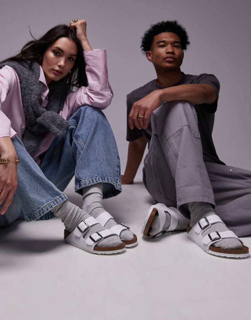 Birkenstock - Arizona - Birko-Flor-Sandalen in Weiß mit Unisex-Passform von Birkenstock