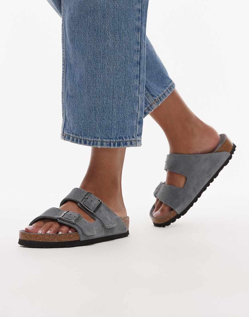 Birkenstock - Arizona - Sandalen aus Wildleder in Grau von Birkenstock