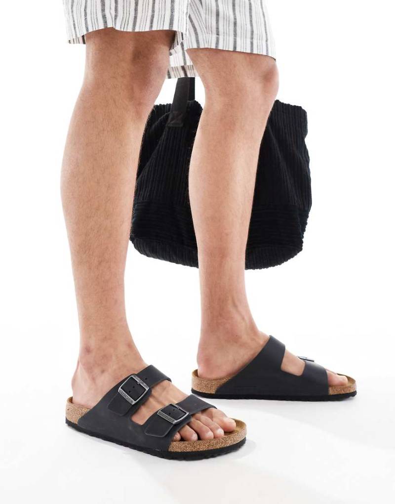 Birkenstock - Arizona - Sandalen in Schwarz aus geöltem Leder von Birkenstock