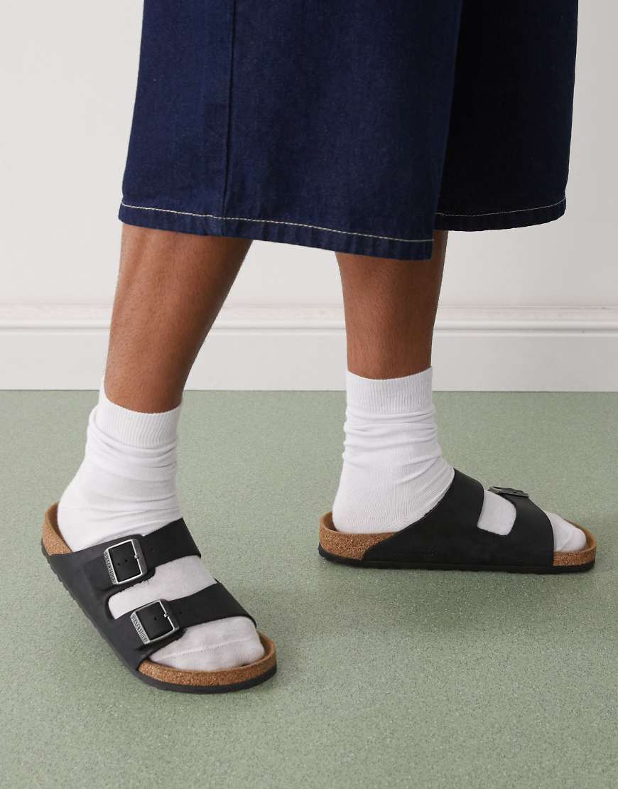 Birkenstock - Arizona - Sandalen in Schwarz aus geöltem Leder von Birkenstock
