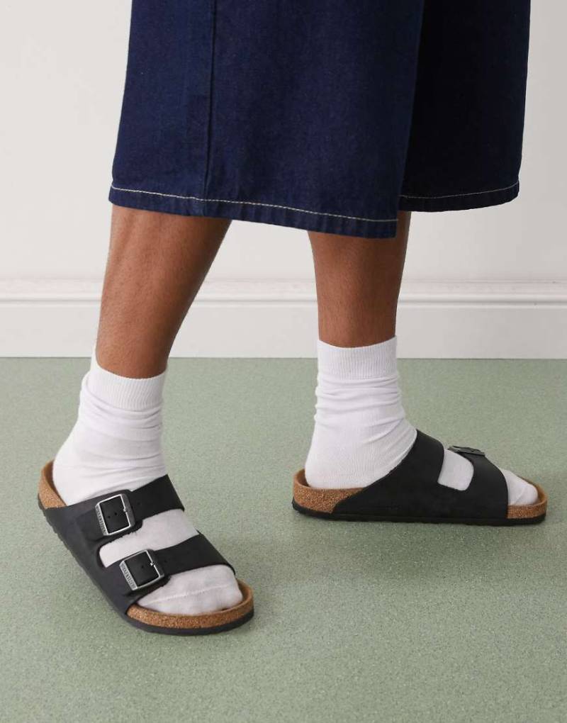 Birkenstock - Arizona - Sandalen in Schwarz aus geöltem Leder von Birkenstock