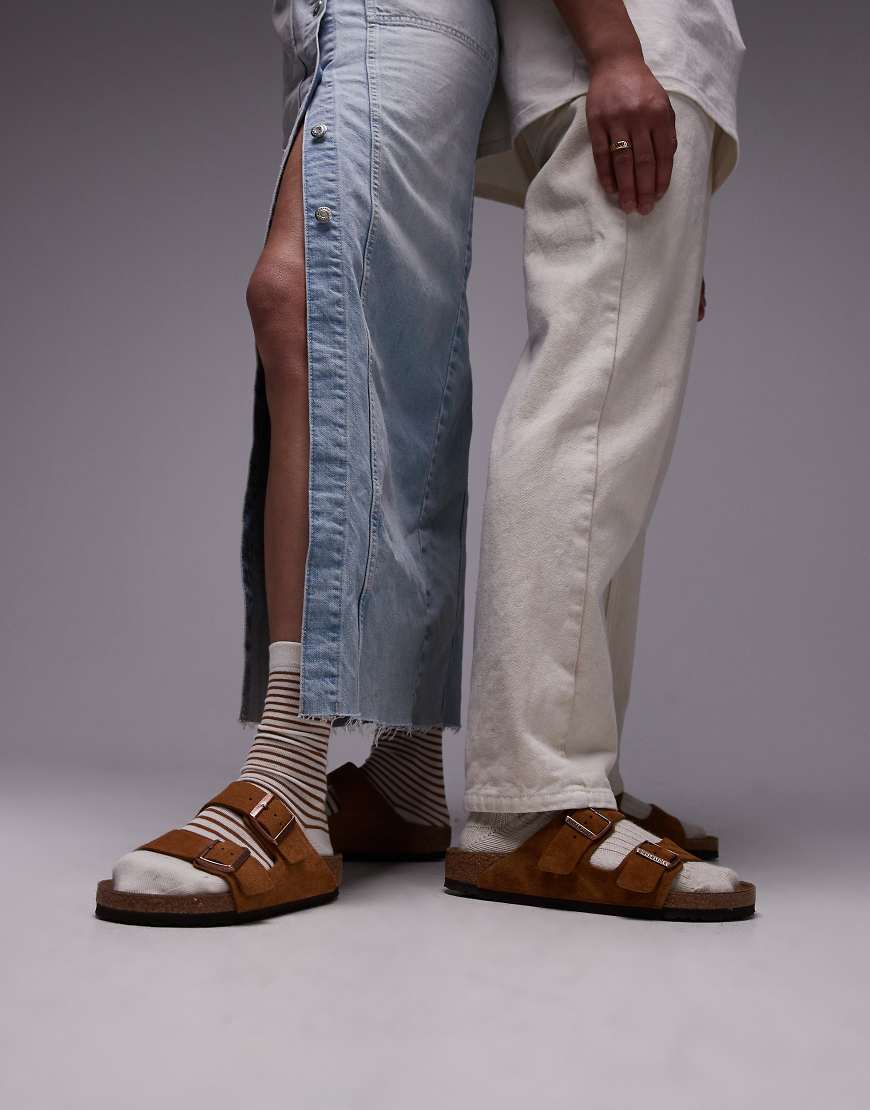 Birkenstock - Arizona - Unisex-Sandalen aus Wildleder in Nerzbraun von Birkenstock