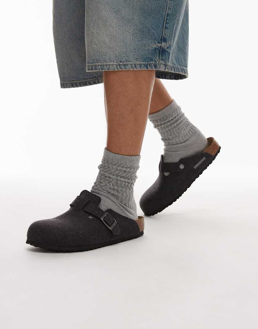Birkenstock - Boston - Clogs aus Wolle in Anthrazit-Grau von Birkenstock