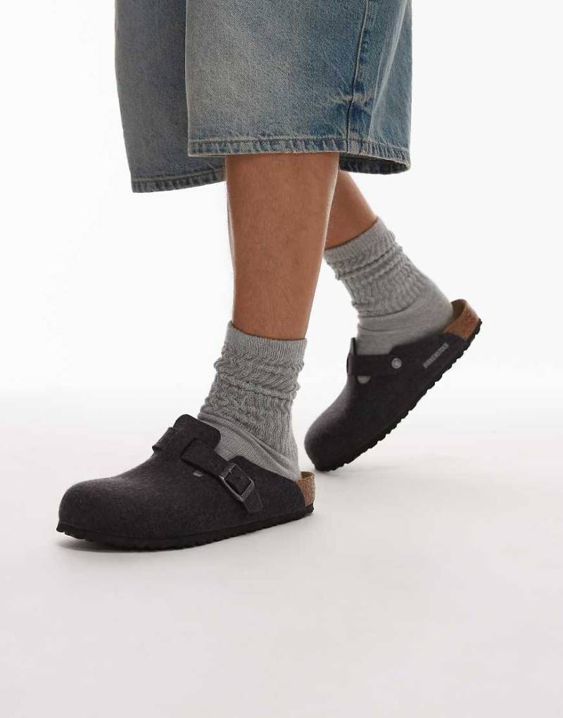 Birkenstock - Boston - Clogs aus Wolle in Anthrazit-Grau von Birkenstock