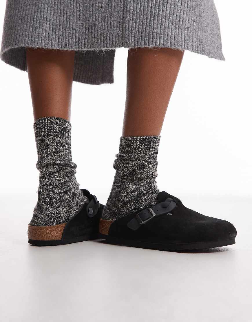 Birkenstock - Boston - Clogs in Schwarz mit Flechtdetail von Birkenstock