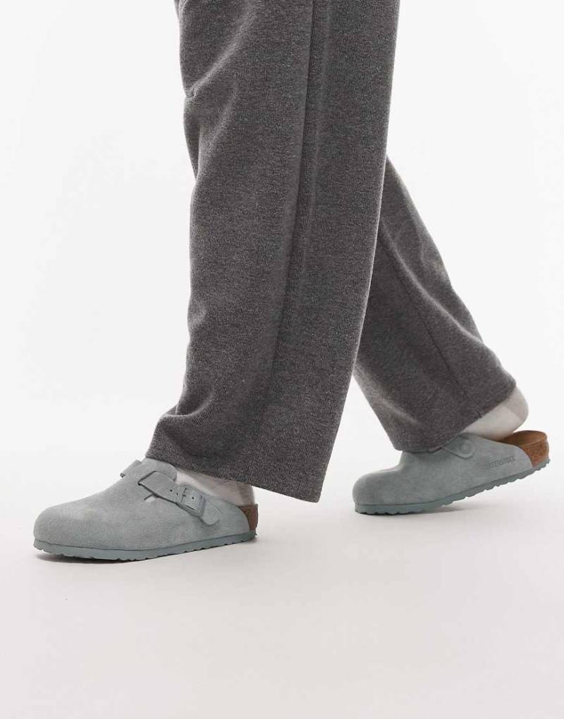 Birkenstock - Boston - Clogs aus Wildleder in reinem Salbeigrün von Birkenstock