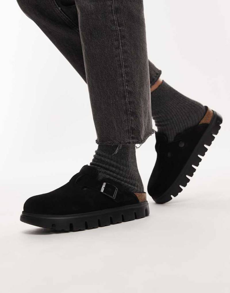 Birkenstock - Boston - Klobige Clogs in Schwarz mit Lammfellfutter von Birkenstock