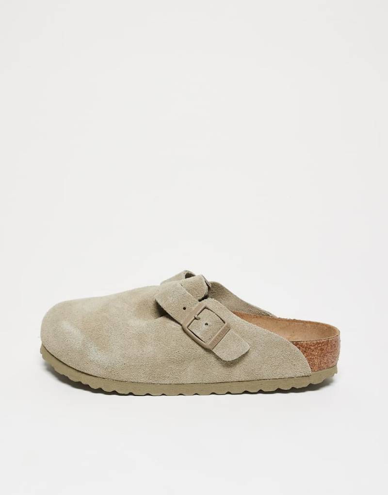 Birkenstock - Boston - Unisex-Clogs aus Wildleder in verblasstem Khaki-Grün von Birkenstock