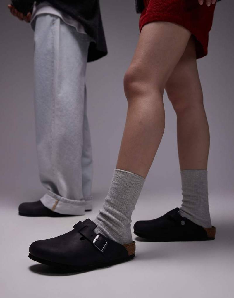 Birkenstock - Boston - Unisex-Clogs aus geöltem Leder in Schwarz von Birkenstock