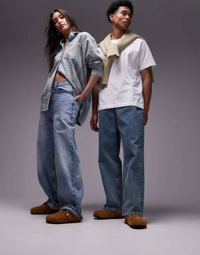 Birkenstock - Unisex - Boston - Clogs in aus Wildleder in Hellbraun mit Futter aus Lammfellimitat von Birkenstock