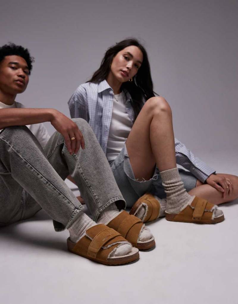 Birkenstock - Kyoto - Unisex-Sandalen in Braun mit Wollfutter von Birkenstock