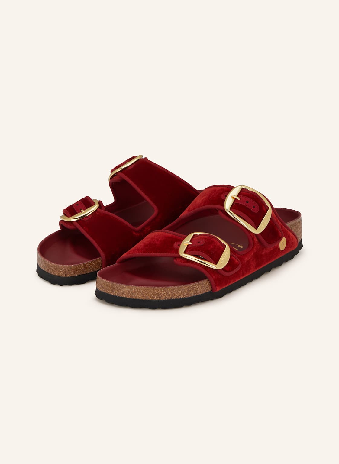 Birkenstock Pantoletten Arizona Big Buckle Piping Rivet rot von Birkenstock