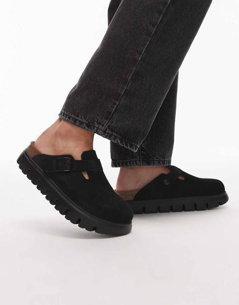 Birkenstock - Boston Papillio - Clogs aus schwarzem Wildleder mit dicker Sohle-Grau von Birkenstock