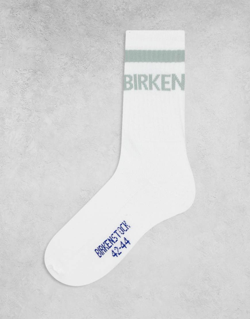 Birkenstock - Unisex-Crew-Socken aus Baumwolle in Weiß mit Streifen in reinem Salbeigrün Birkenstock - Unisex-Crew-Socken aus Baumwolle in Weiß mit Streifen in reinem Salbeigrün von Birkenstock