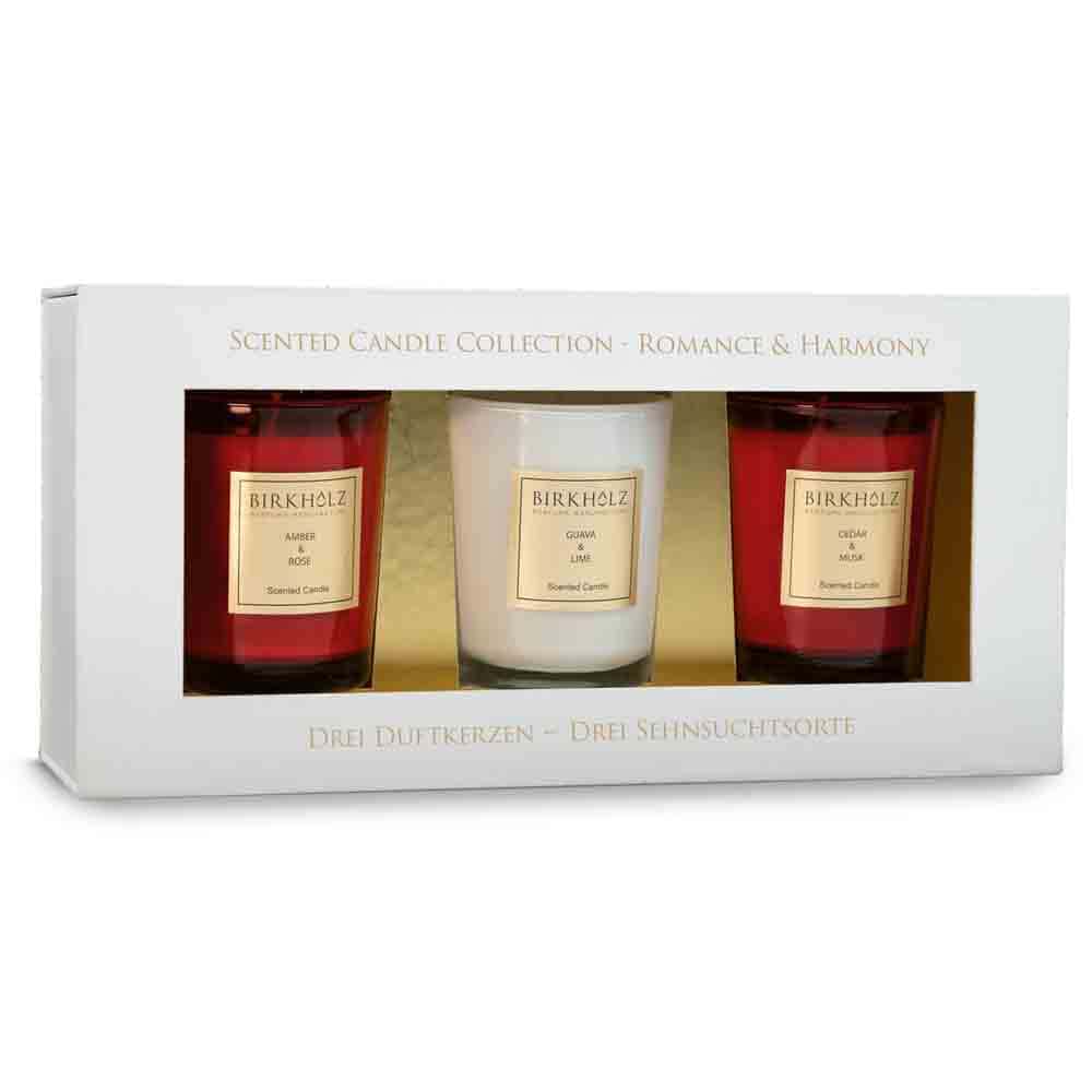 Birkholz Scented Candle Collection Mini Candle Set Romance & Harmony 3 Artikel im Set von Birkholz