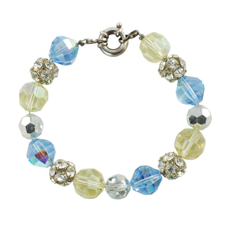 Vintage Facettierte Perlenarmband Mit Krappen Set Kugeln Strass Und Sterling Silber Verschluss von BirneyCreek