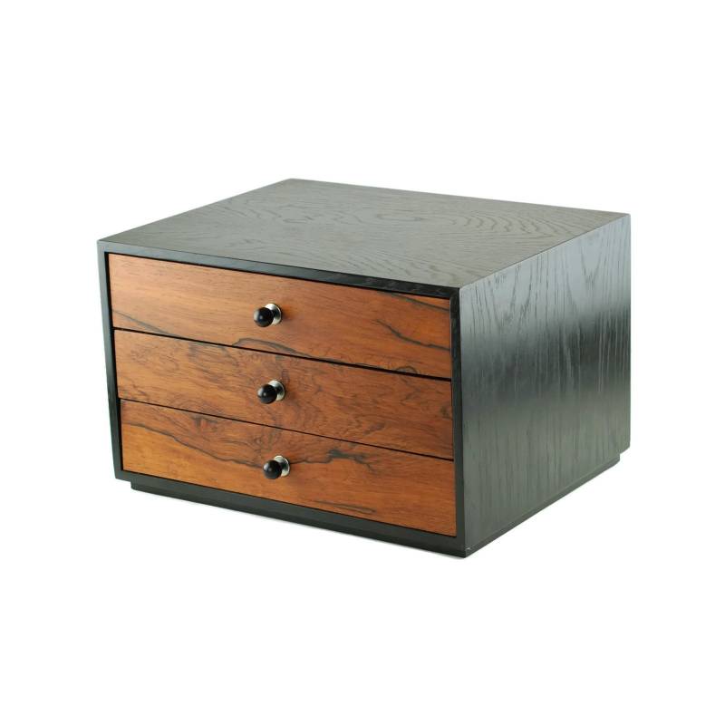 Vintage Harvey Probber Ebenholz Nussbaum Und Rosenholz 3 Schubladen Schmucktruhe von BirneyCreek