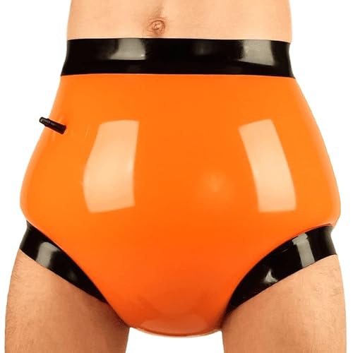 Orange Und Schwarz Aufblasbare sexy Latex Slips Mitte Taille Gummi Shorts Windeln Boyshorts Unterhose, Baby Pink mit Schwarz, S von Birod