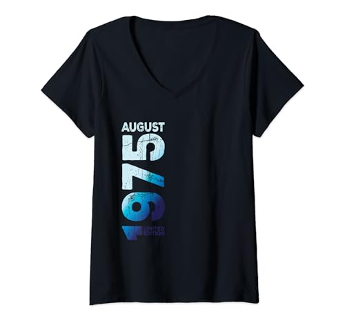Damen August 1975 Limited Edition Jahr 1975 Retro 1975 Vintage T-Shirt mit V-Ausschnitt von Birth Since August 1975 Retro Vintage Year 1975